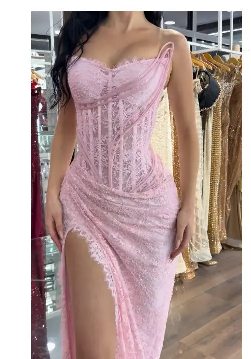 Aimishang Fashion Mermaid Strapless Sleeveless Long Prom Dress With Slit Charming Party Evening Gown Sexy Graduation Dress