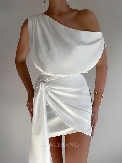 Aimishang Fashion One Shoulder Homecoming Dress Simple Summer Holiday Dress Elegant Party Dress
