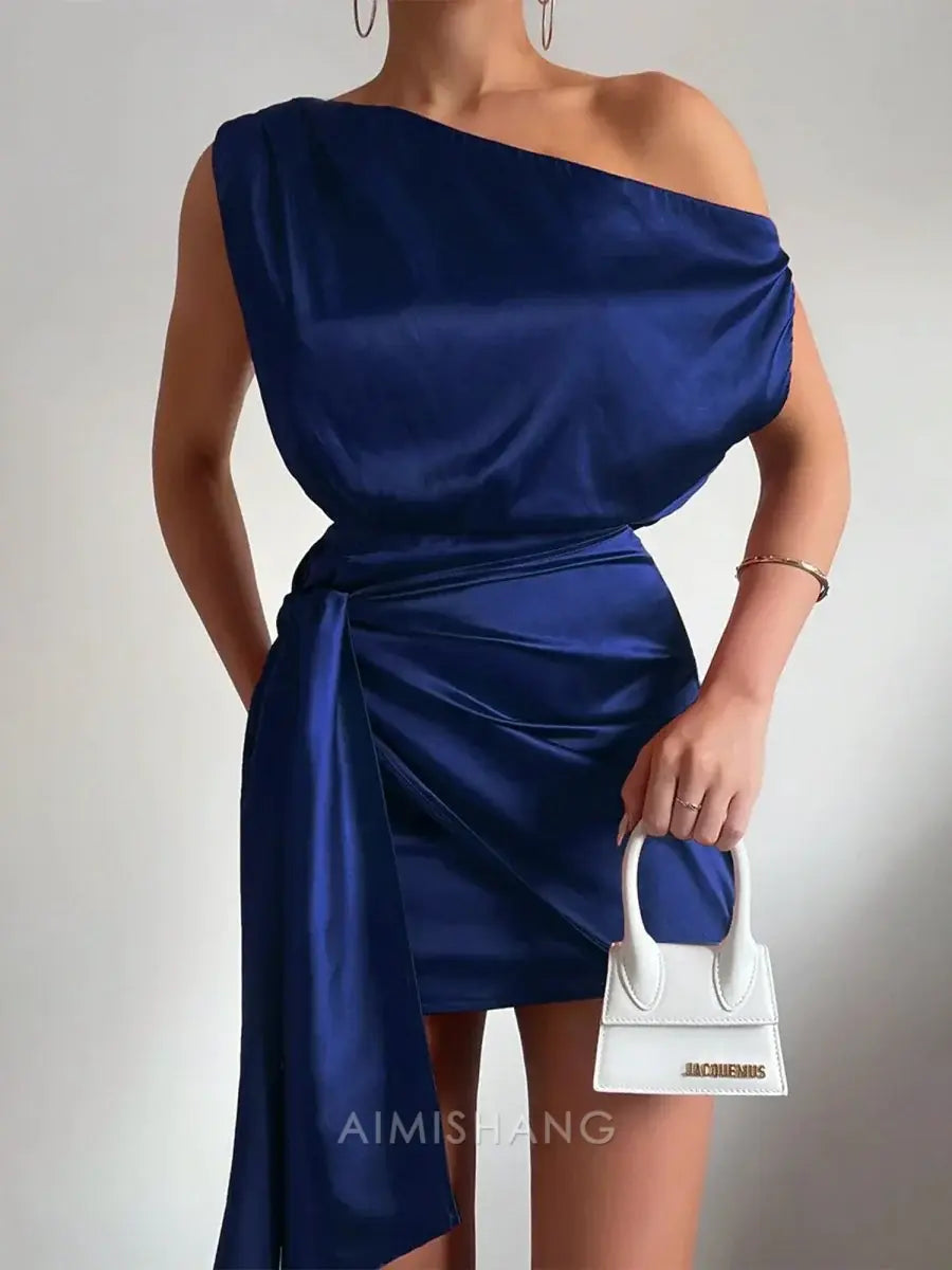 Aimishang Fashion One Shoulder Homecoming Dress Simple Summer Holiday Dress Elegant Party Dress