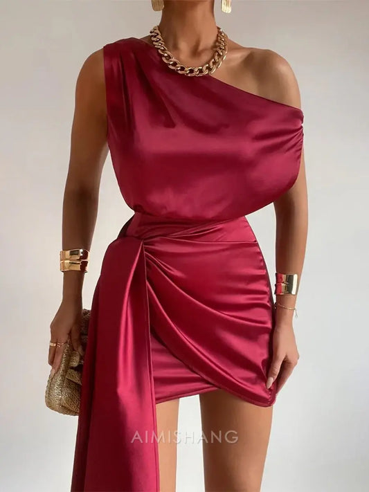 Aimishang Fashion One Shoulder Homecoming Dress Simple Summer Holiday Dress Elegant Party Dress