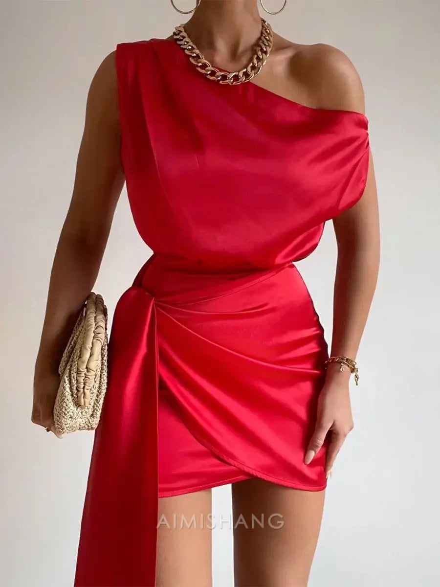 Aimishang Fashion One Shoulder Homecoming Dress Simple Summer Holiday Dress Elegant Party Dress