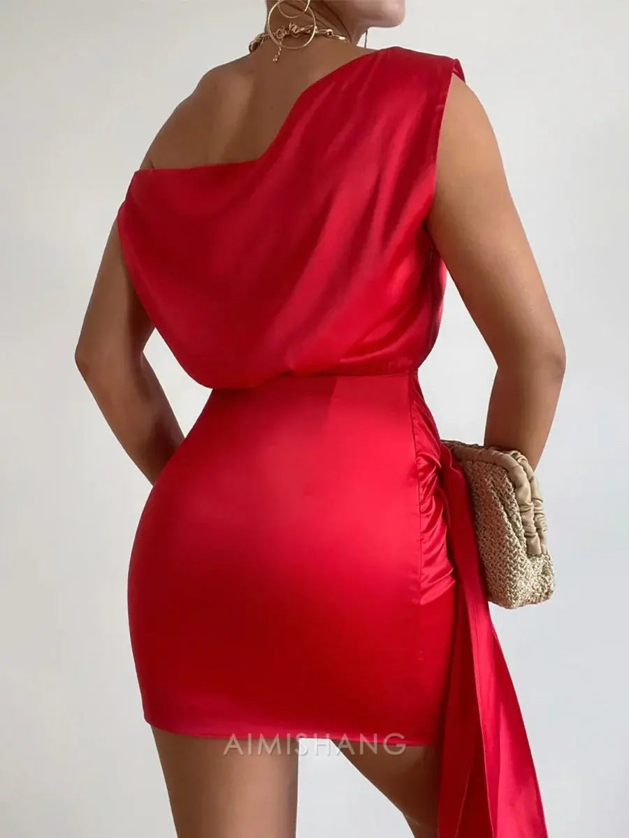 Aimishang Fashion One Shoulder Homecoming Dress Simple Summer Holiday Dress Elegant Party Dress