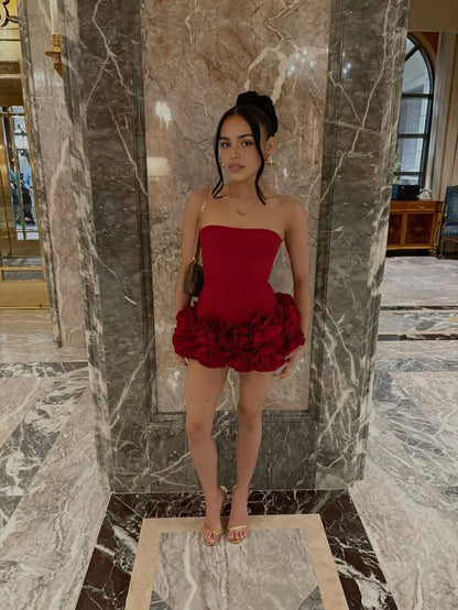 Aimishang Fashion Sheath Strapless Sleeveless Short Homecoming Dress Summer Mini Birthday Party Dress
