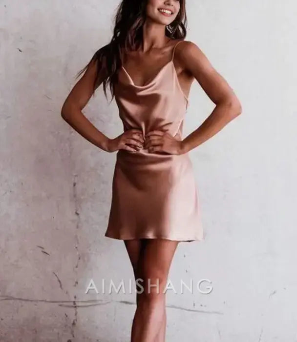 Aimishang Fashion Spaghetti Straps Homecoming Dress Simple Birthday Party Dress Short Summer Holiday Dress
