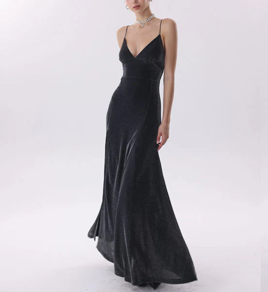 Aimishang Fashion Spaghetti Straps V-neck Sleeveless Party Evening Gown Elegant Long Formal Prom Dress With Slit