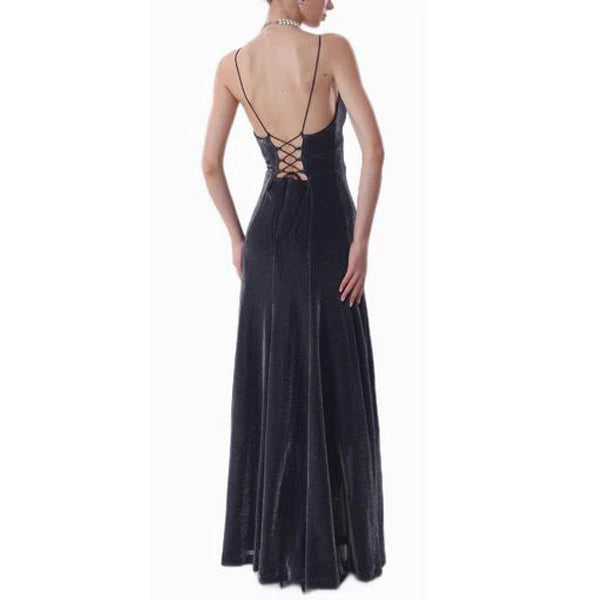 Aimishang Fashion Spaghetti Straps V-neck Sleeveless Party Evening Gown Elegant Long Formal Prom Dress With Slit