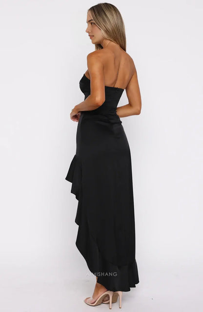 Aimishang Fashion Strapless Formal Prom Dress Black Evening Party Dress Elegant Graduation Dress