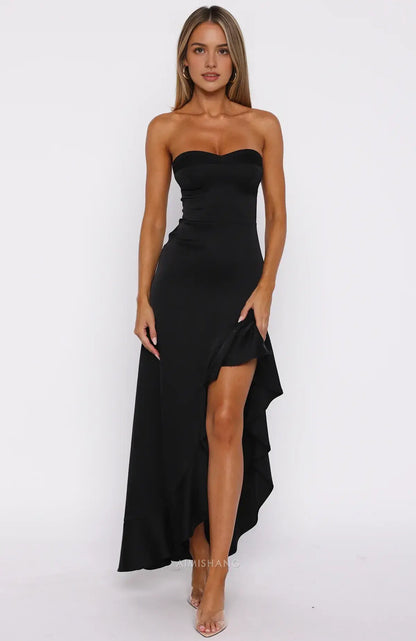 Aimishang Fashion Strapless Formal Prom Dress Black Evening Party Dress Elegant Graduation Dress
