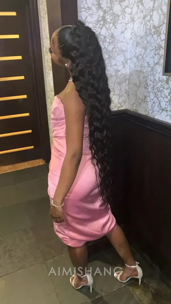 Aimishang Fashion Strapless Homecoming Dress Black Girl Simple Birthday Party Dress Short Graduation Dress