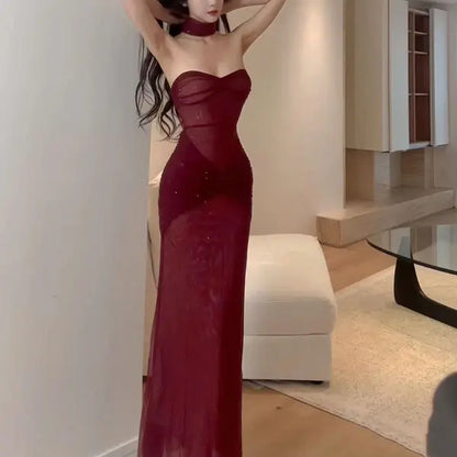 Aimishang Fashion Strapless Sleeveless Party Evening Gown Modern Long Formal Prom Dress