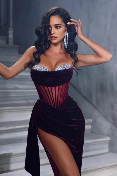 Aimishang Fashion Sweetheart Strapless Sleeveless Party Evening Gown Sexy Long Formal Prom Dress