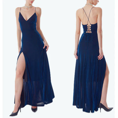Aimishang Fashion V-neck Spaghetti Straps Sleeveless Party Evening Gown Elegant Long Formal Prom Dress With Slit