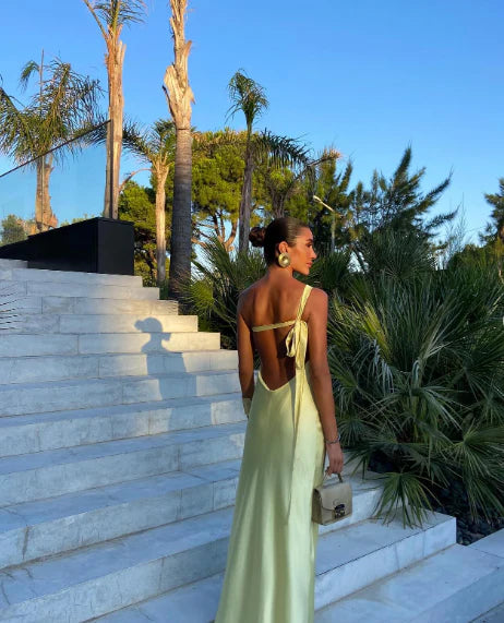 Aimishang Fashion Yellow One Shoulder Long Prom Dress Elegant Evening Party Gowns Simple Formal Dress