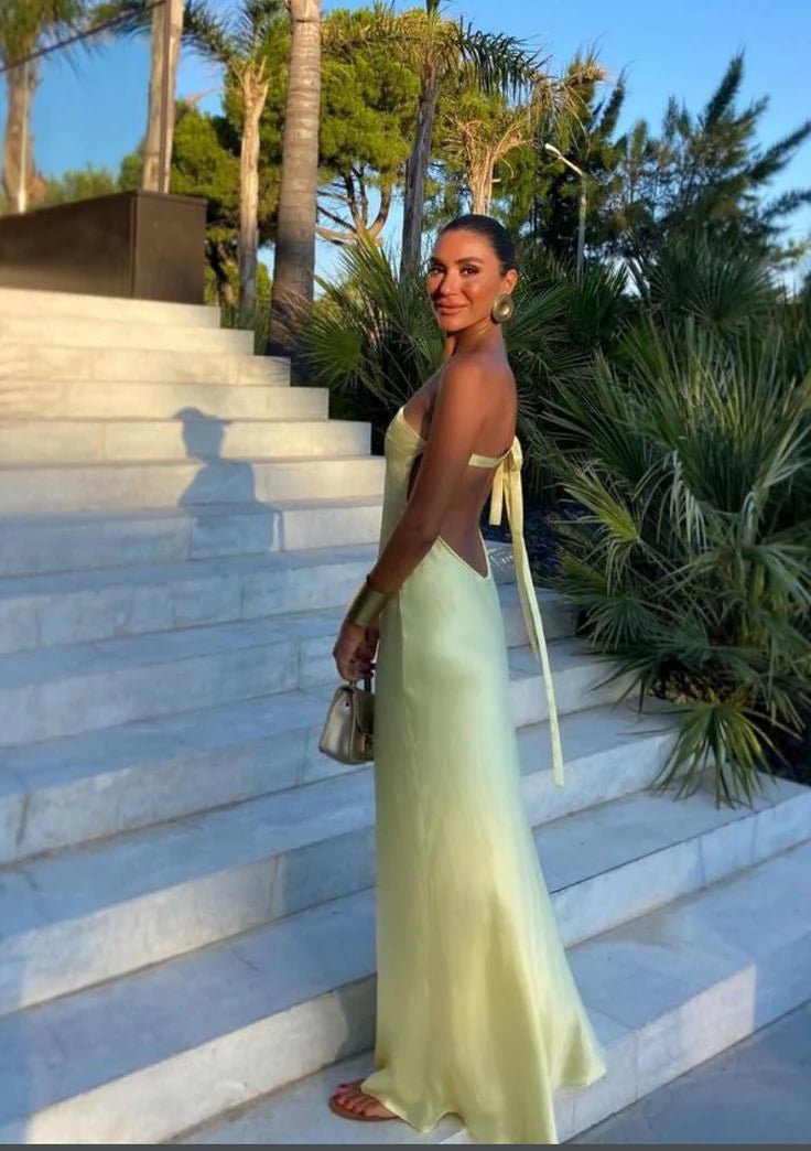 Aimishang Fashion Yellow One Shoulder Long Prom Dress Elegant Evening Party Gowns Simple Formal Dress