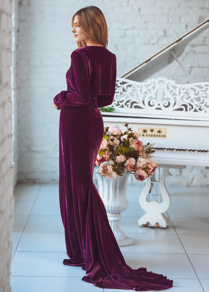 Aimishang Fashionable and Beautiful Velvet Long Prom Dress Elegant Evening Party Dress