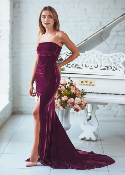 Aimishang Fashionable and Beautiful Velvet Long Prom Dress Elegant Evening Party Dress