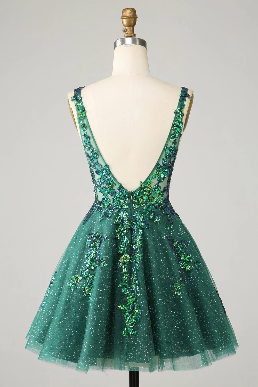 Wholesale Homecoming Dress Sparkly A Line Glitter Short with Sequins Dark Green