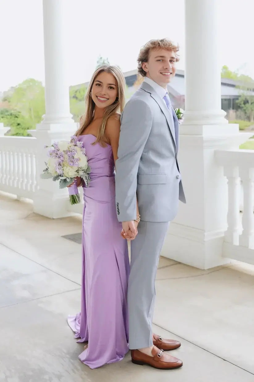 Aimishang Charming Mermaid Strapless Sleeveless Ruched Evening Party Dress Elegant Long Formal Graduation Dress With Slit