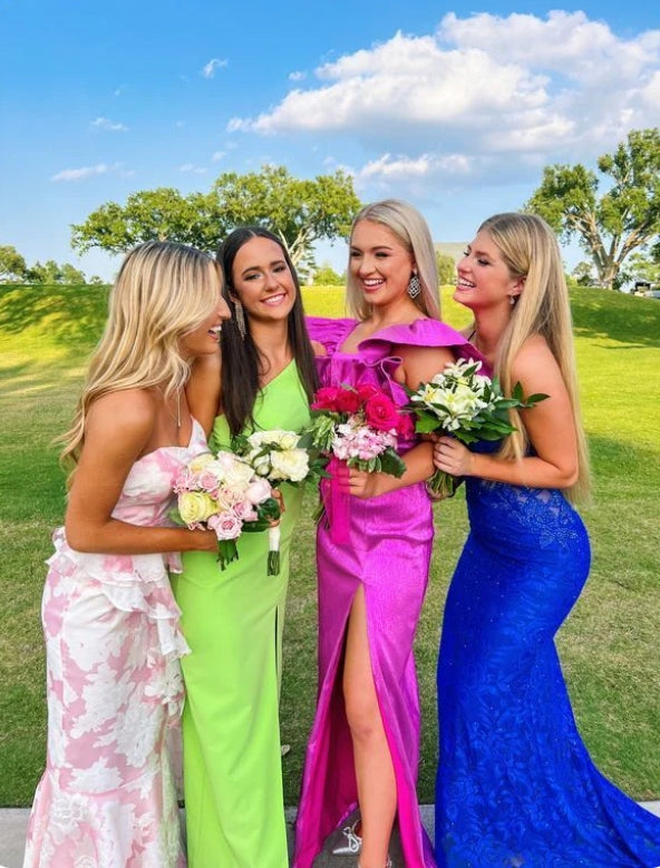 Aimishang Elegant Dresses Evening Wear Strapless Pink Mermaid Floral Printed Prom Dress Sweet Party Dress Prom Dresses Stores