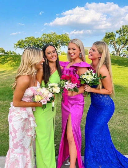 Aimishang Elegant Dresses Evening Wear Strapless Pink Mermaid Floral Printed Prom Dress Sweet Party Dress Prom Dresses Stores