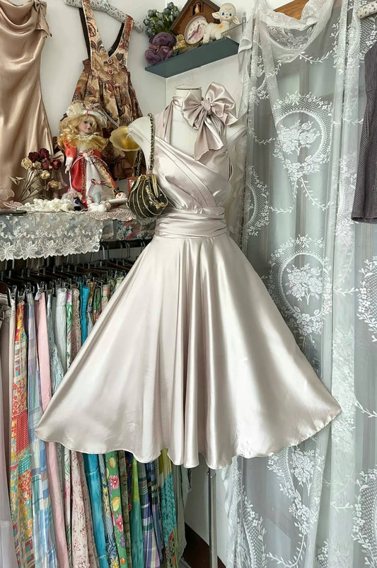 Aimishang Chic A Line Sleeveless Satin Prom Dress Elegant Homecoming Dress Lovely Party Dress