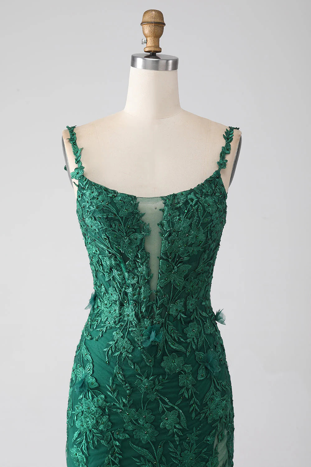 Wholesale Mermaid Prom Dress Spaghetti Straps with Appliques Dark Green Elegant Evening Dress