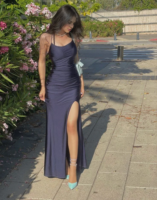 Aimishang Elegant Gowns Evening Dresses Long Prom Dresses Sheath Simple Party Dress With Slit