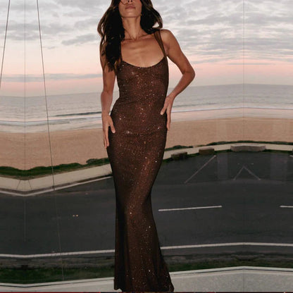 Aimishang Sparkly Sleeveless Long Prom Dress Charming Evening Party Dress Women's Dresses