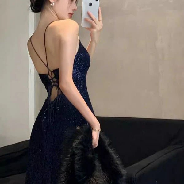 Aimishang Sparkly V-neck Long Prom Dress Charming Evening Party Dress With Slit Women's Dresses
