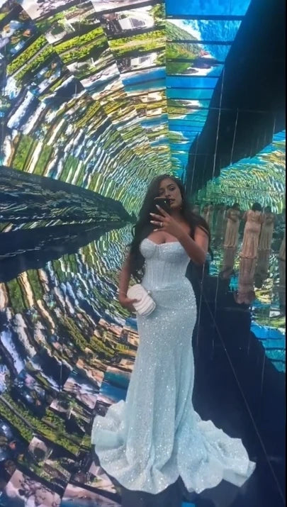 Aimishang Glitter Mermaid Sleeveless Sequin Party Evening Gown Charming Long Formal Prom Dress