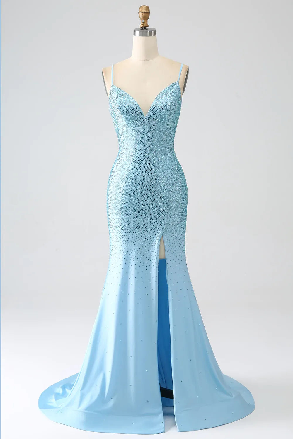 Aimishang Glitter Mermaid Spaghetti Straps Open Back Beaded Long Prom Dress Charming Evening Party Dress With Slit