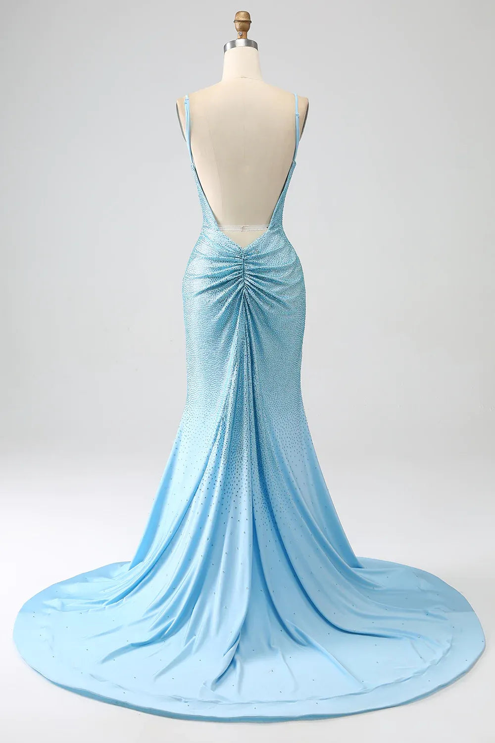 Aimishang Glitter Mermaid Spaghetti Straps Open Back Beaded Long Prom Dress Charming Evening Party Dress With Slit