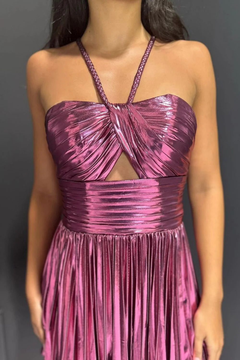 Aimishang Homecoming Dress Gold A-Line Halter Neck Short Metallic