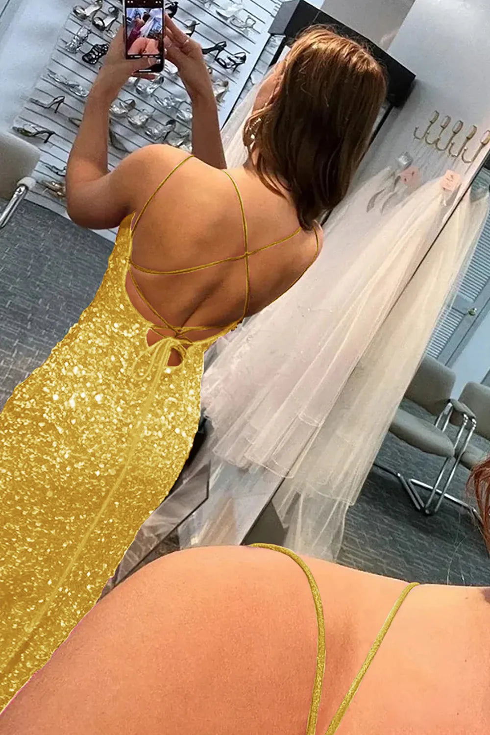 Wholesale Long Prom Dress Mermaid Glitter Sequins Sexy Backless