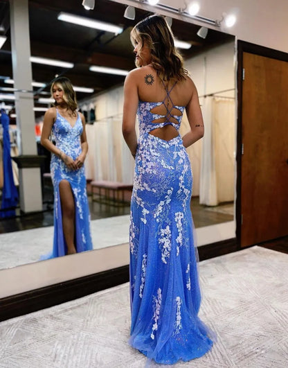 Wholesale Prom Dress Gorgeous Mermaid V-Neck With Appliques