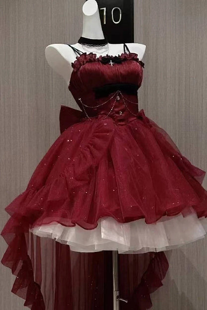 Aimishang Gorgeous A-Line Sweetheart Sleeveless Ruffled Lolita High-Low Tulle Homecoming Dress