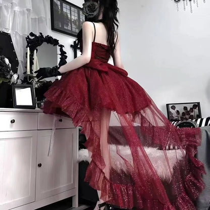 Aimishang Gorgeous A-Line Sweetheart Sleeveless Ruffled Lolita High-Low Tulle Homecoming Dress