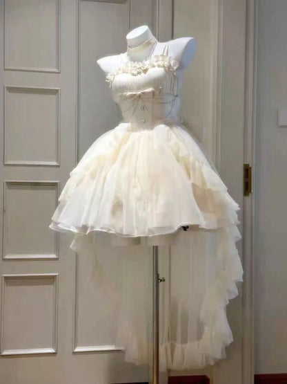 Aimishang Gorgeous A-Line Sweetheart Sleeveless Ruffled Lolita High-Low Tulle Homecoming Dress