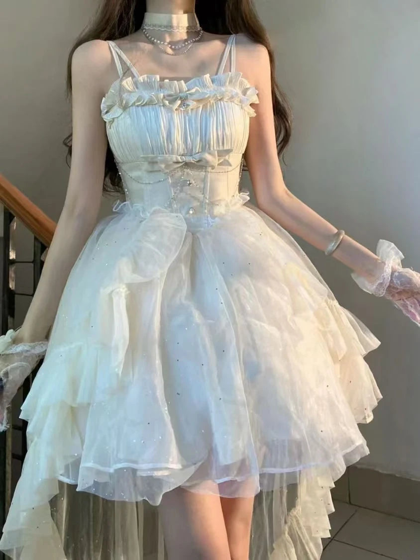 Aimishang Gorgeous A-Line Sweetheart Sleeveless Ruffled Lolita High-Low Tulle Homecoming Dress
