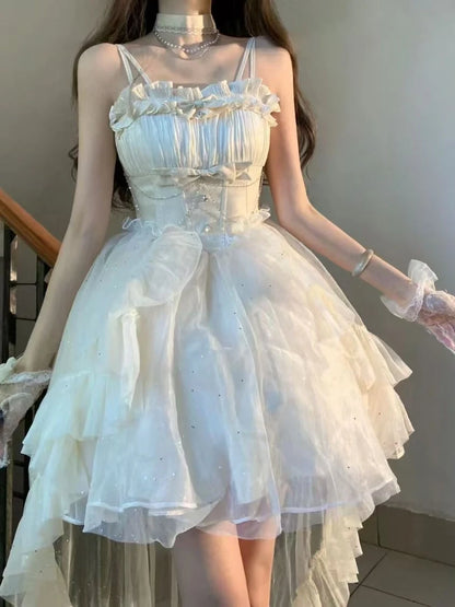 Aimishang Gorgeous A-Line Sweetheart Sleeveless Ruffled Lolita High-Low Tulle Homecoming Dress