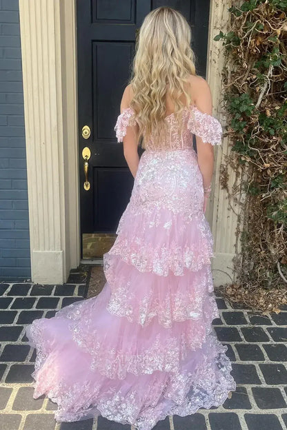 Aimishang Gorgeous A Line Off the Shoulder Long Formal Prom Dress With Slit Elegant Evening Party Gown Charming Graduation Dress