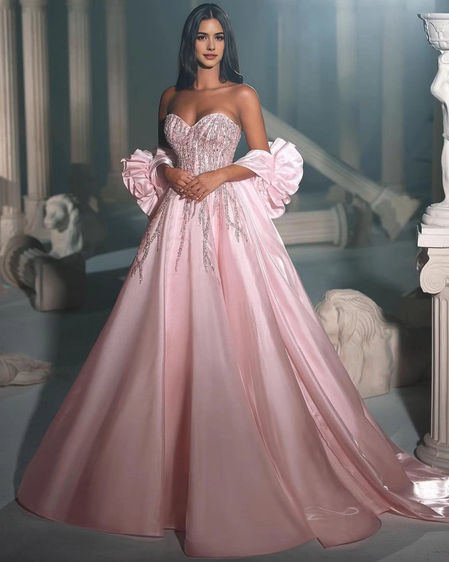 Aimishang Gorgeous Strapless A Line Princess Sweetheart Long Long Prom Dress Charming Evening Party Dress