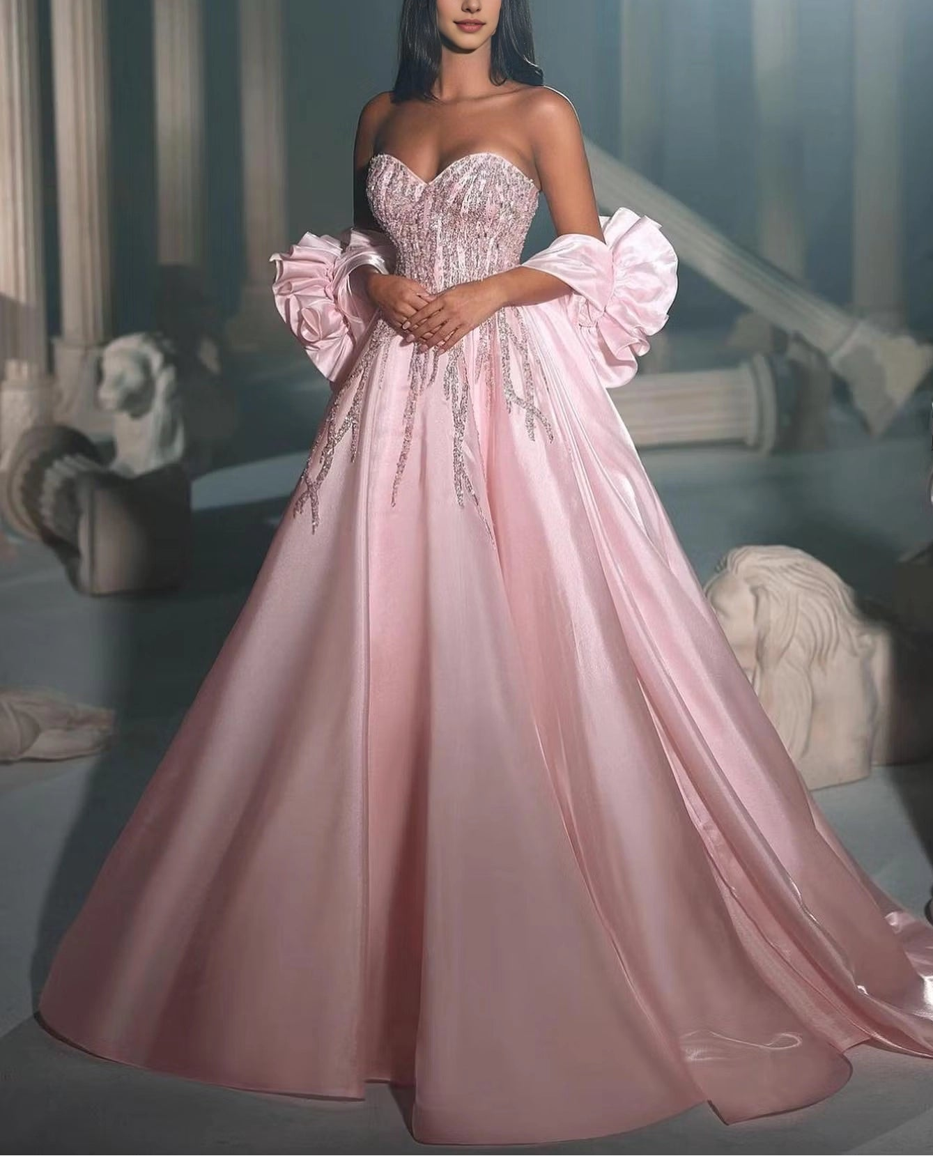Aimishang Gorgeous Strapless A Line Princess Sweetheart Long Long Prom Dress Charming Evening Party Dress