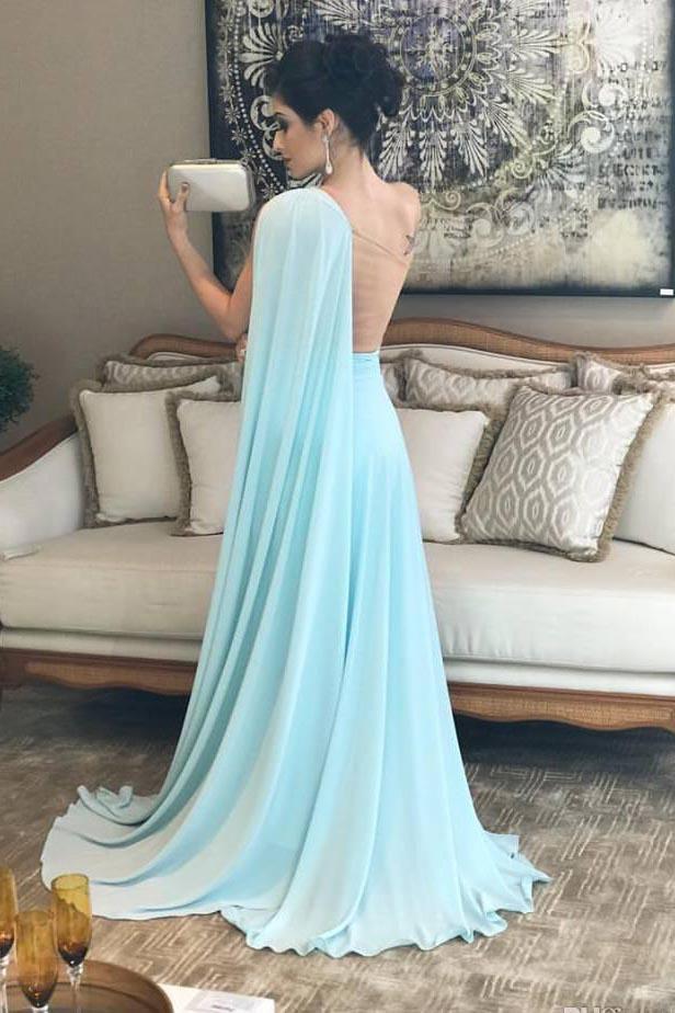 Wholesale A Line Formal Dresses Chiffon One Shoulder Ruffles Prom Dresses