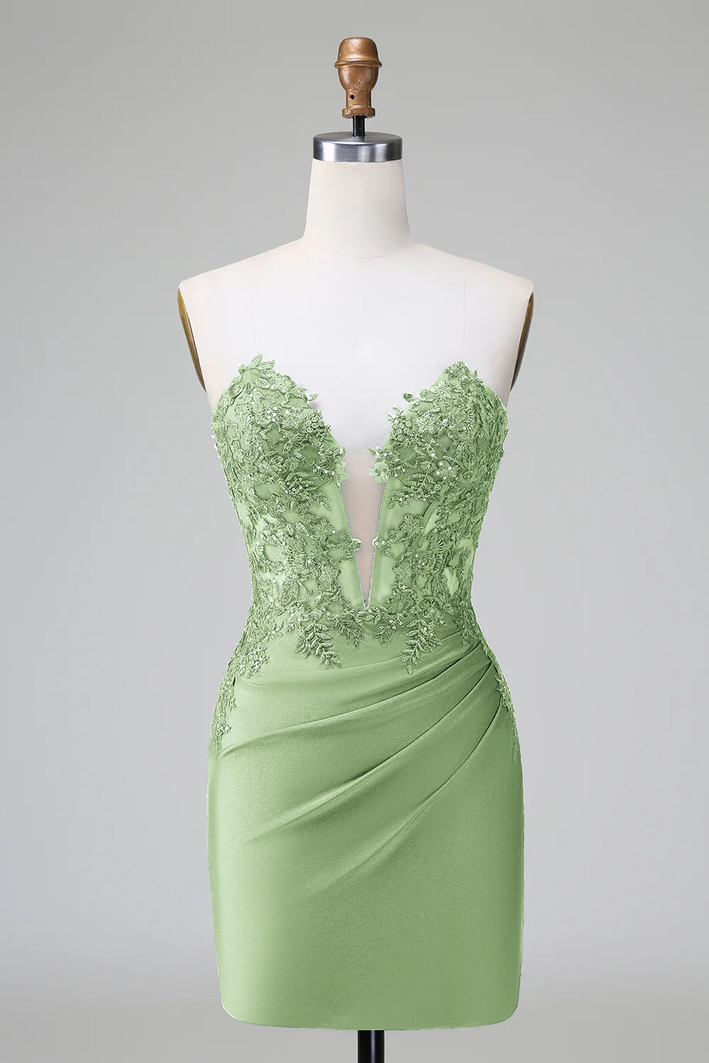 Wholesale Homecoming Dress Classy Dark Green Bodycon Strapless Pleated with Beading