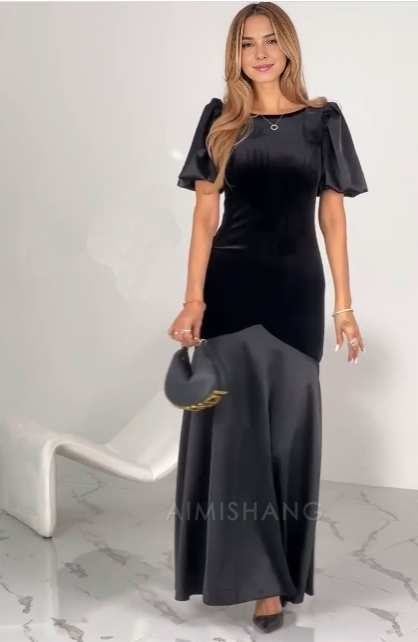 Aimishang Elegant Formal Women's Dresses Black Long Prom Dress Modest Evening Party Dress