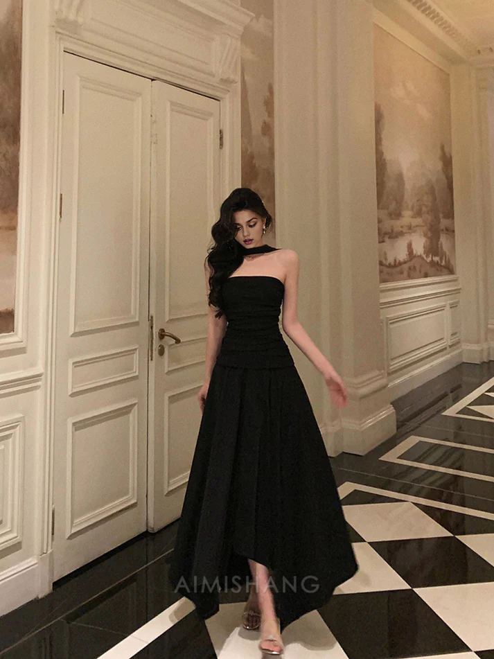 Aimishang A Line Black Formal Gown Long Prom Dress Elegant Evening Party Dress