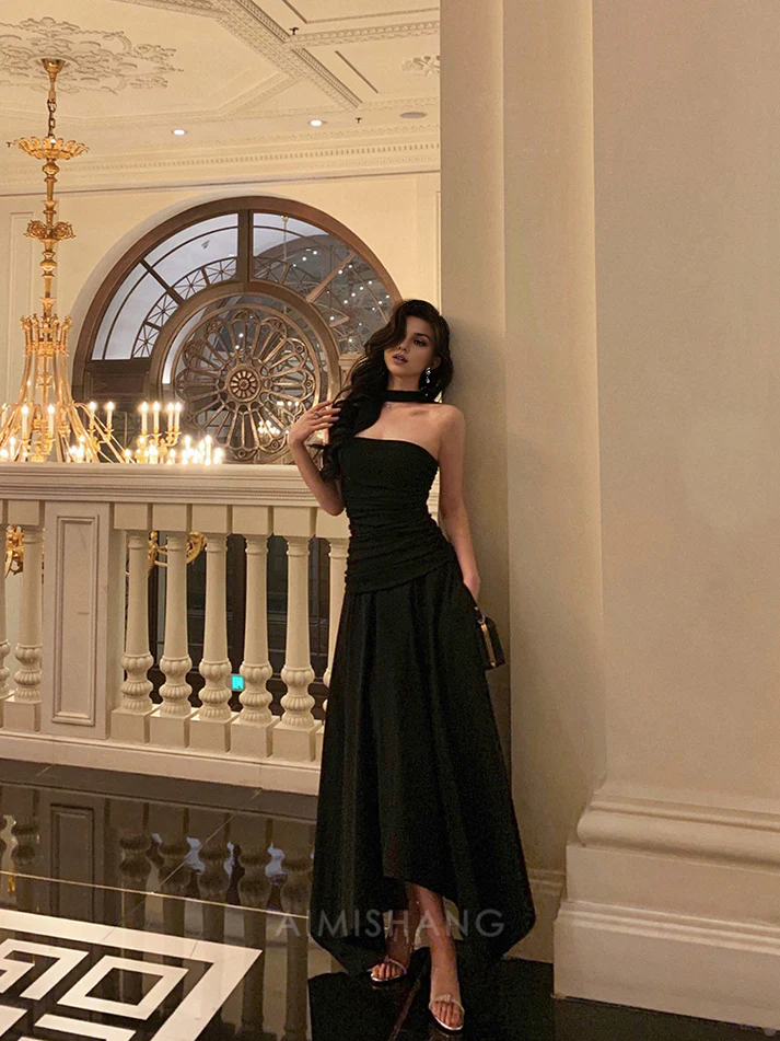 Aimishang A Line Black Formal Gown Long Prom Dress Elegant Evening Party Dress