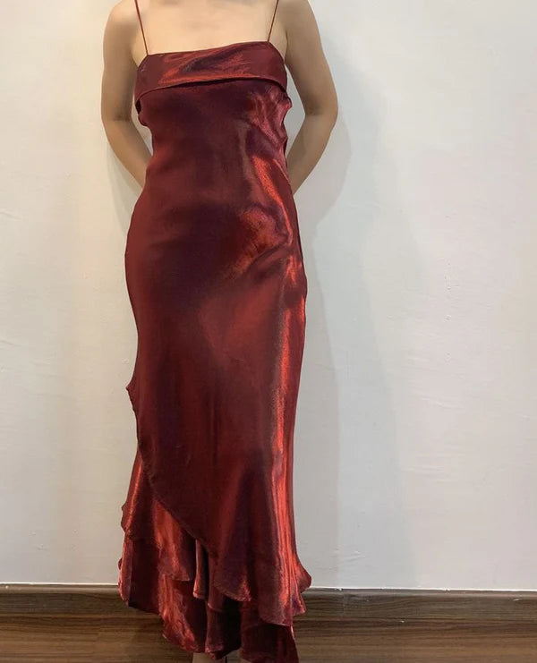 Aimishang Vintage Spaghetti Straps Long Prom Dress Elegant Formal Dress Charming Evening Dress Party Gown