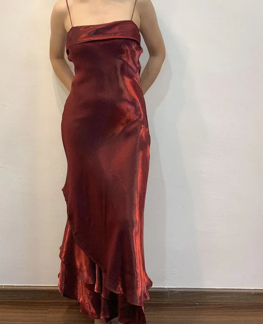 Aimishang Vintage Spaghetti Straps Long Prom Dress Elegant Formal Dress Charming Evening Dress Party Gown